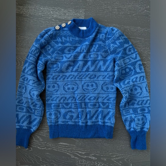 Ganni Oversized Logo Pullover w Jewelry buttons - Picture 1 of 1